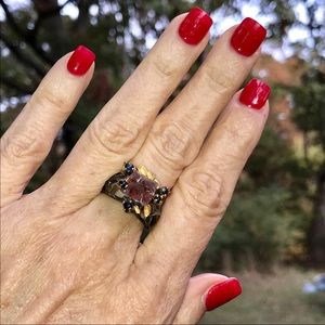 NATURAL AMETHYST➕SAPPHIRE STERLING RING